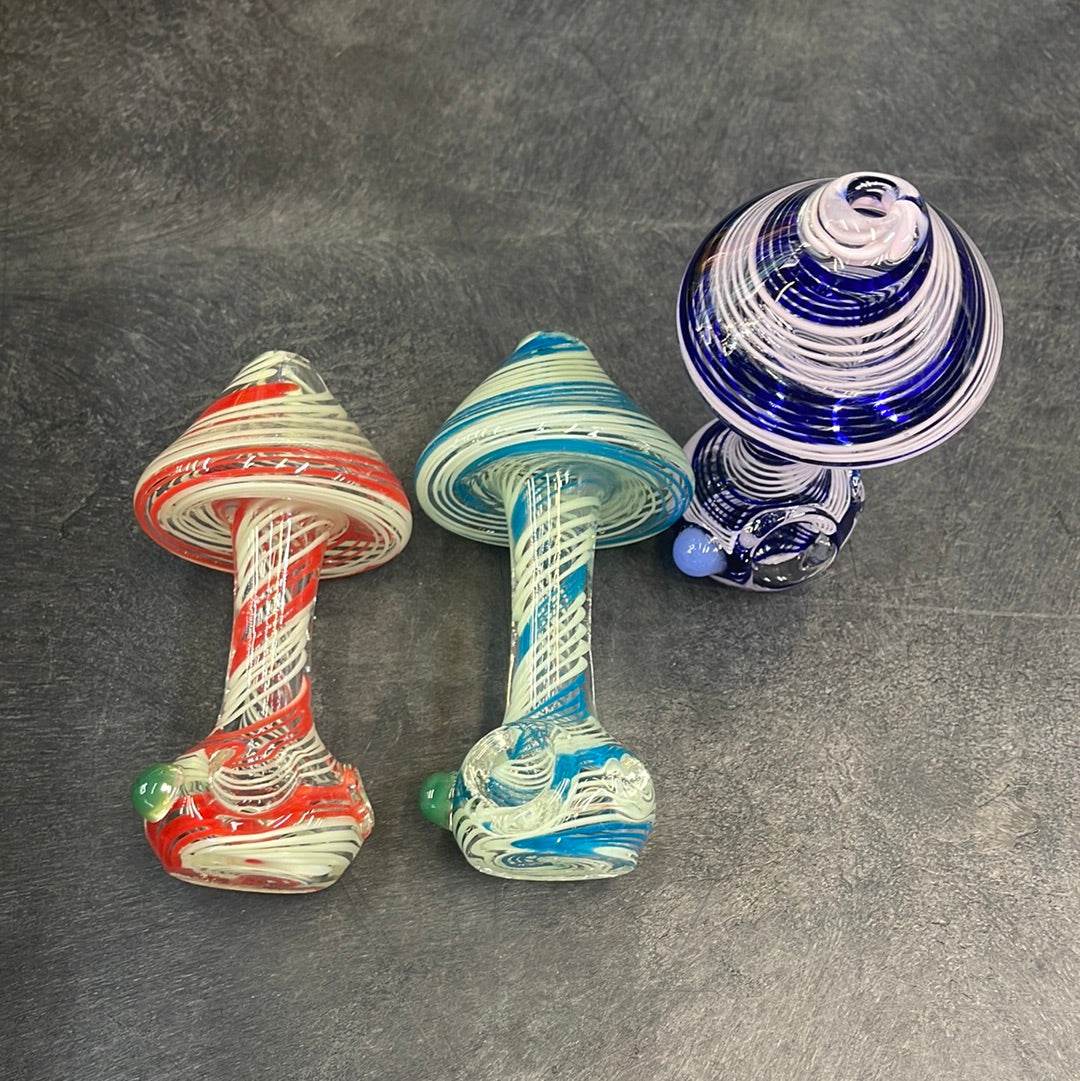 4.5” mushroom color twisting spoon Hand pipe - HP1025 - RK Quality Glass