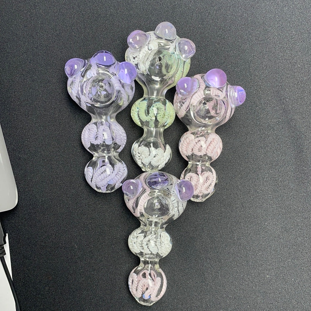 4.5" Three bowl marble hand pipe - HP1003 - RK Quality Glass