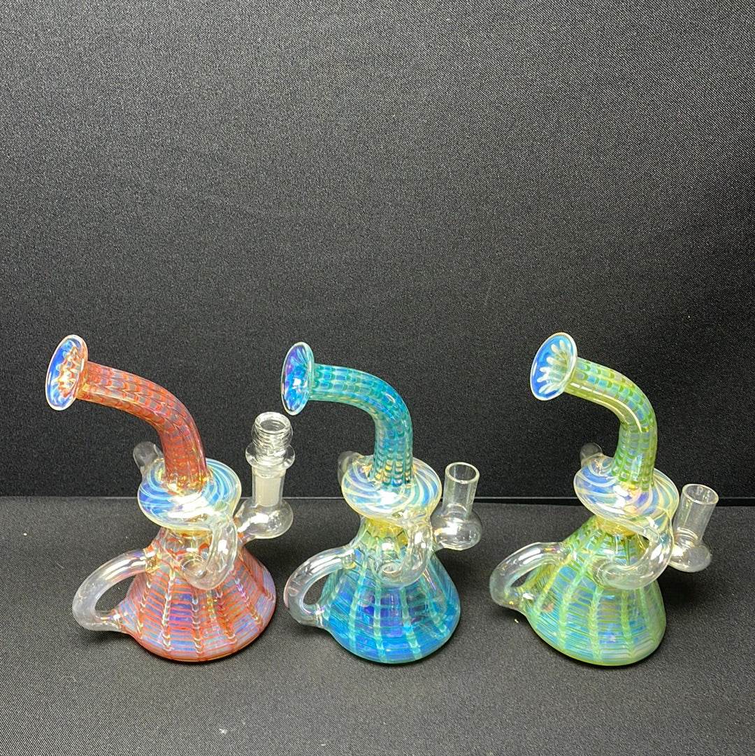 8” color art recycler dab rig - WP145 - RK Quality Glass