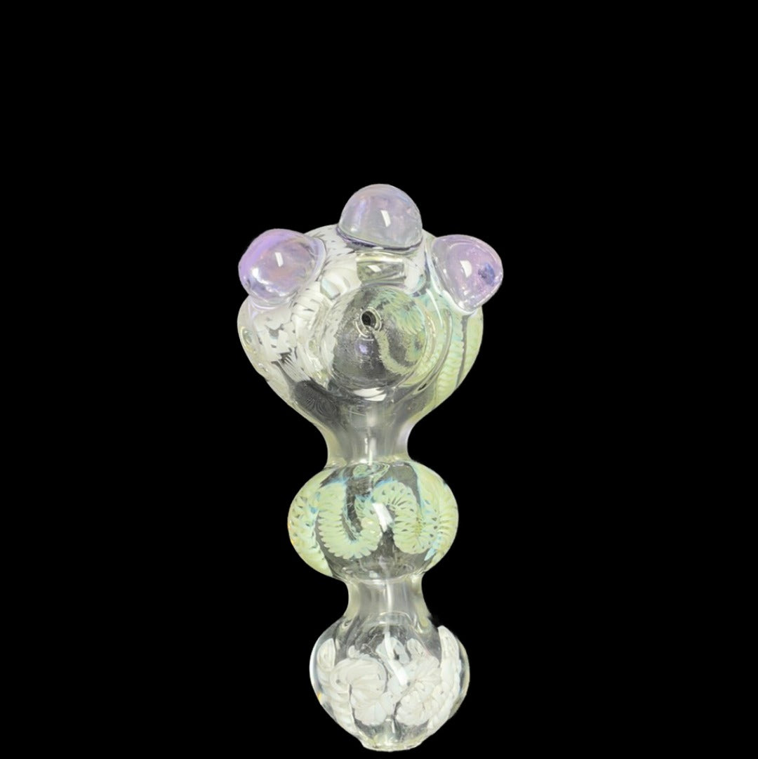 4.5" Three bowl marble hand pipe - HP1003 - RK Quality Glass