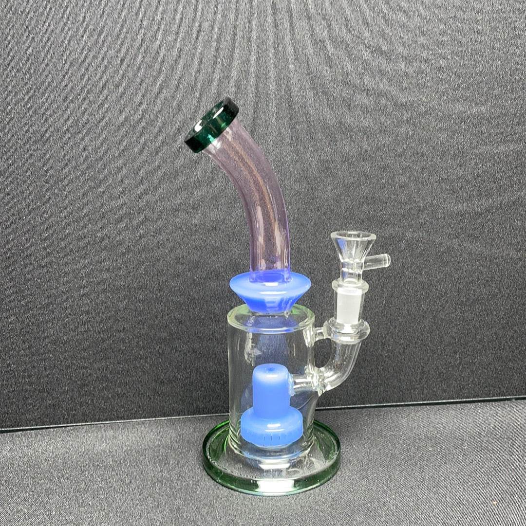 8” color tube shower head bend dab rig - WP133 - RK Quality Glass