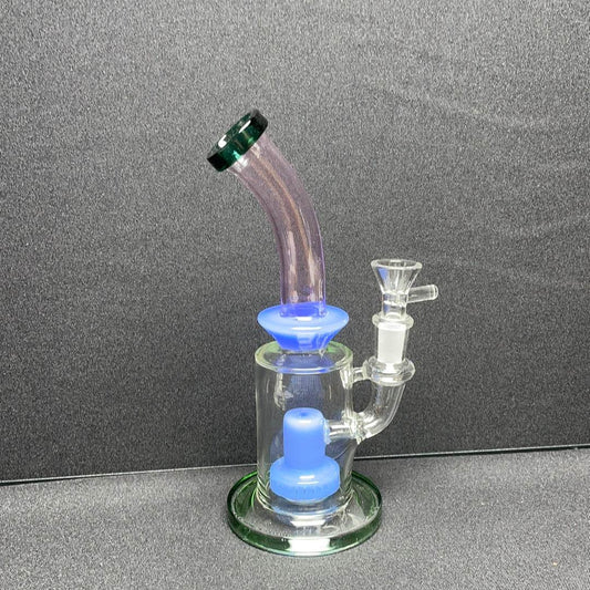 8” color tube shower head bend dab rig - WP133 - RK Quality Glass