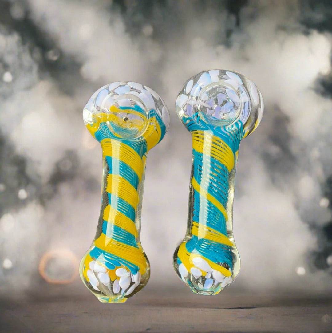 4” Color twisting hand pipe 117gm - HP1006 - RK Quality Glass