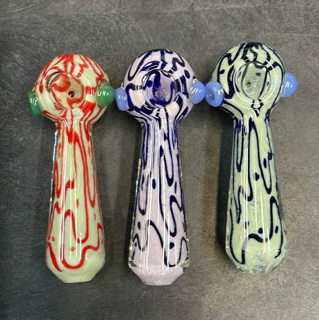 4.5” frit with color art spoon Hand pipe - HP1027 - RK Quality Glass