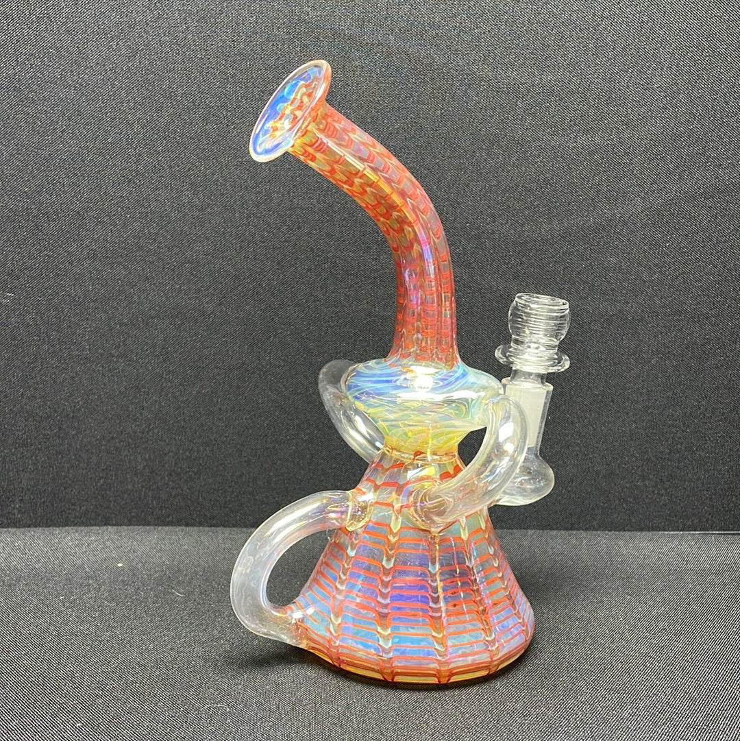 8” color art recycler dab rig - WP145 - RK Quality Glass