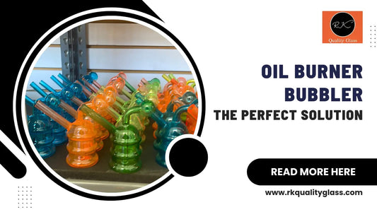  A blue silicone-wrapped mini Oil Burner Bubbler filled with water on a wooden table, featuring a glass bowl and a bent blue neck.