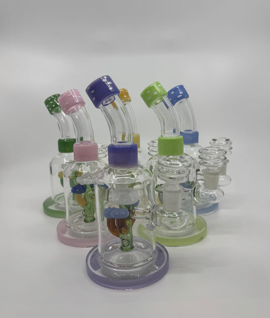 7" mushroom bent slime color dab rig