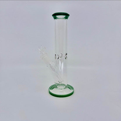 Crystal clear 9 inch Straight Water Bong With Color Mouth And Base - WP238 - RK Quality Glass