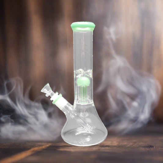 10 Inch Tree Perc Bong with Mint Accents - WP106 - RK Quality Glass