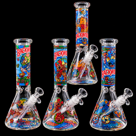 10 - Inch Colorful Stained Glass Character Beaker Base Glass Water Bong
