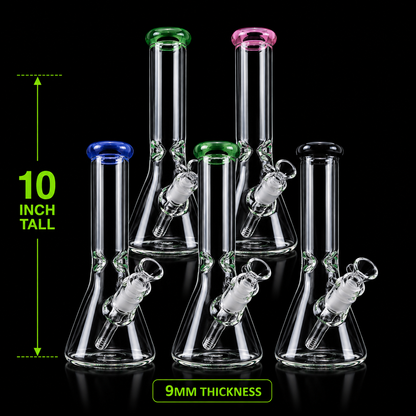 10" Heavy Duty Clear Borosilicate Glass Beaker Bong (9mm)