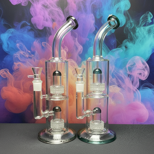 14 Inch Double Showerhead Dab Rig Wholesale - RK Quality Glass