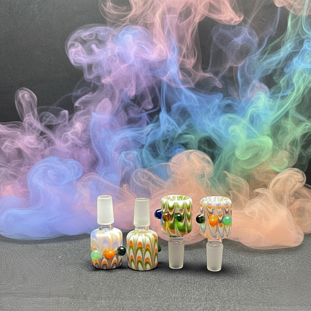 14mm Male Glass Bowl Ribbon Looped Flower - RK Quality Glass