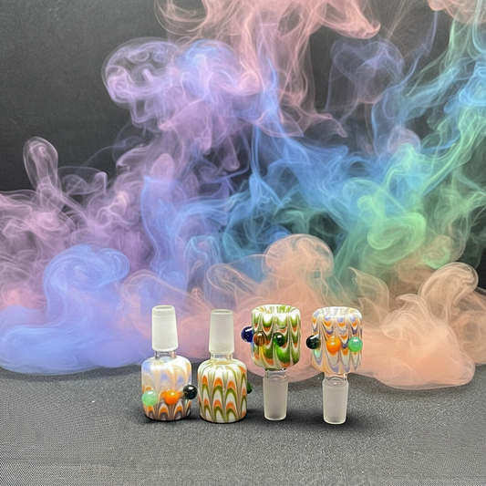 14mm Male Glass Bowl Ribbon Looped Flower - RK Quality Glass