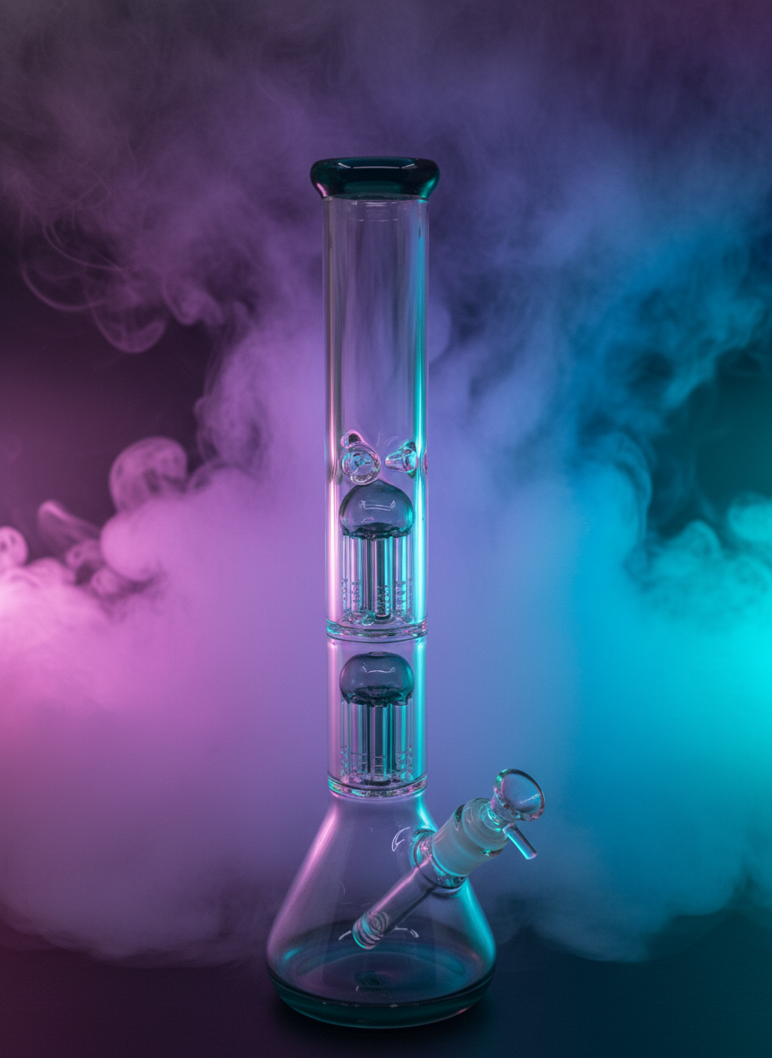 16 Inch Double Tree Perc Bong Wholesale - RK Quality Glass