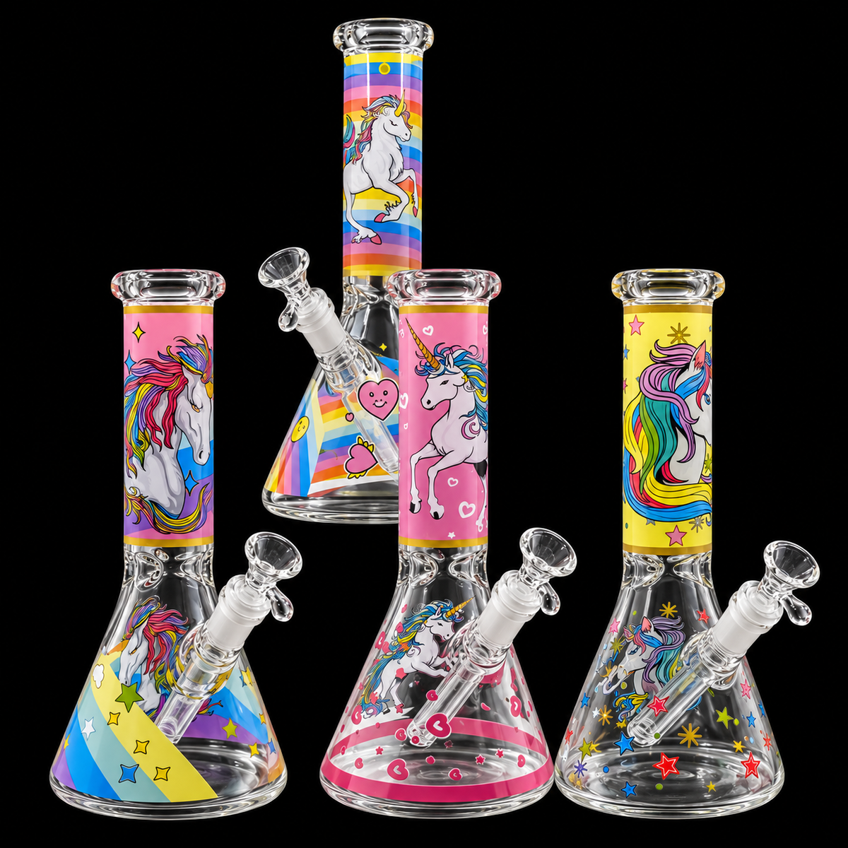 10 - Inch Colorful Unicorn Beaker Base Glass Water Bong