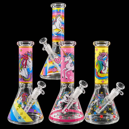 10 - Inch Colorful Unicorn Beaker Base Glass Water Bong