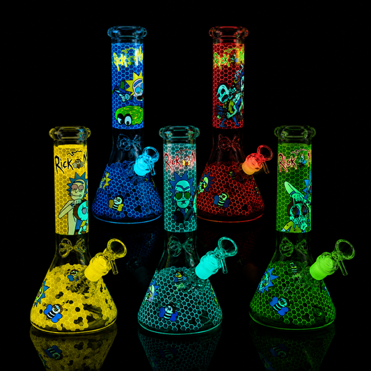 10 Inch Glow in Dark Cartoon Art Beaker Bong