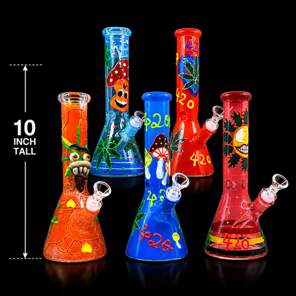 10 INCH GLOW IN DARK 3D BEAKER BONG