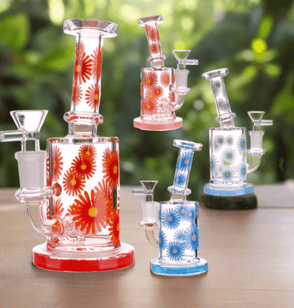 6” flowers art dab rig - WP219 - RK Quality Glass