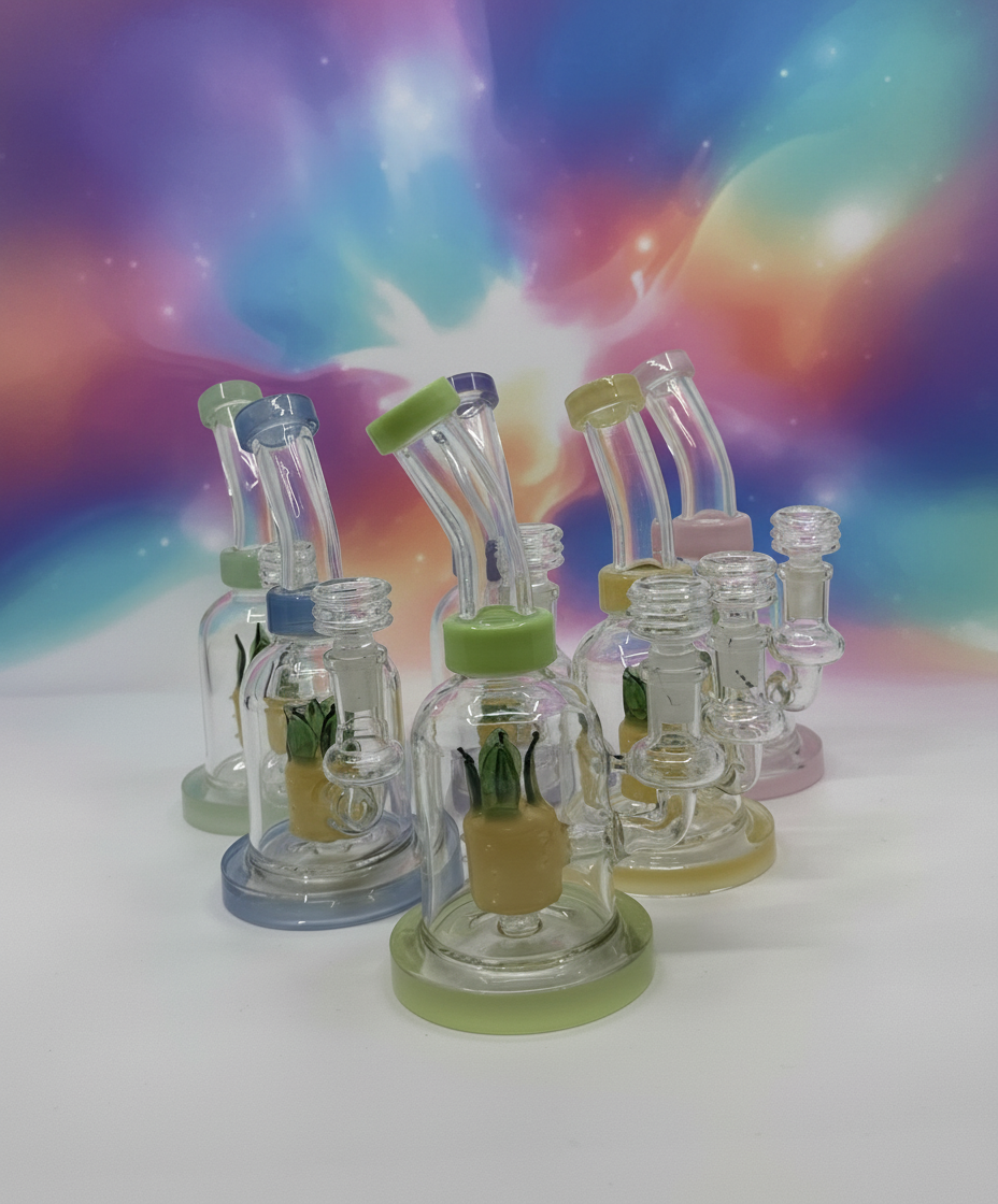 7” Pineapple Insert Bent Dab Rig - RK Quality Glass