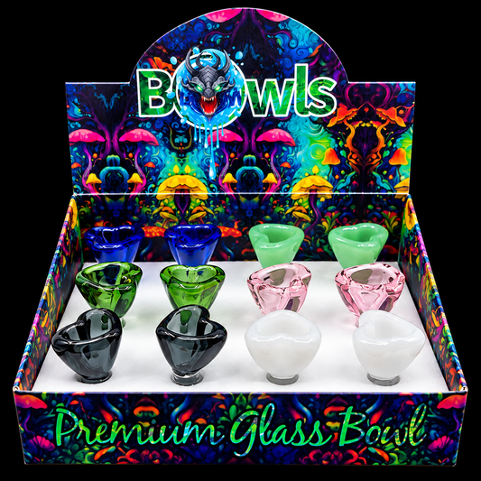 14M Color Glass Heart Shape Bowl - 12 Count Per Display
