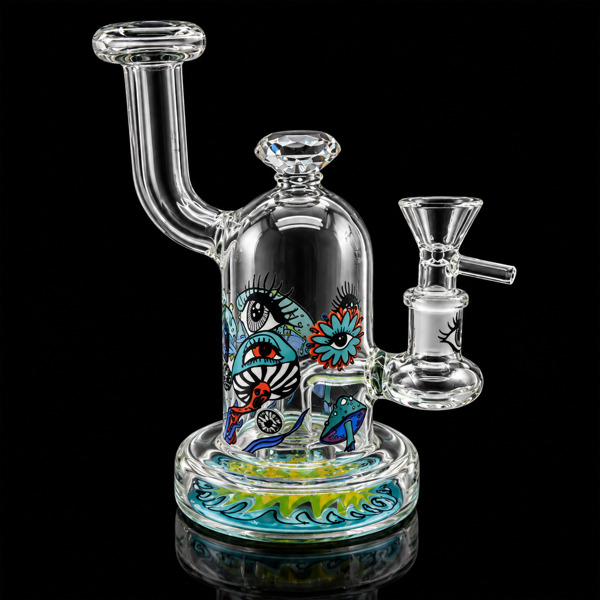 Psychedelic Mushroom & Eye Glass Dab Rig Wholesale RK Quality Glass