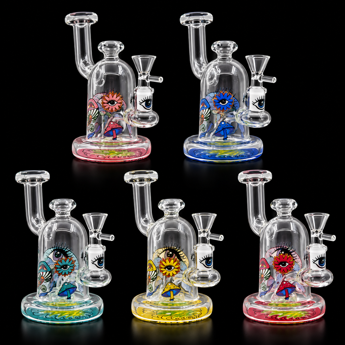 Psychedelic Mushroom & Eye Glass Dab Rig Wholesale RK Quality Glass