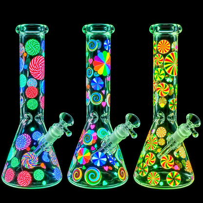 10 - Inch Colorful Candy Swirl Beaker Glass Bong