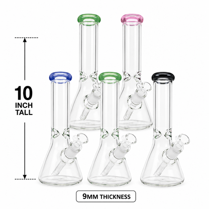 10" Heavy Duty Clear Borosilicate Glass Beaker Bong (9mm)