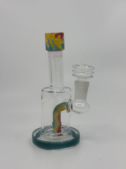 6" color art mini straight dab rig - RK Quality Glass