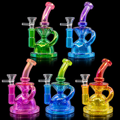 Iridescent Hourglass Recycler Dab Rig Wholesale RK Quality Glass
