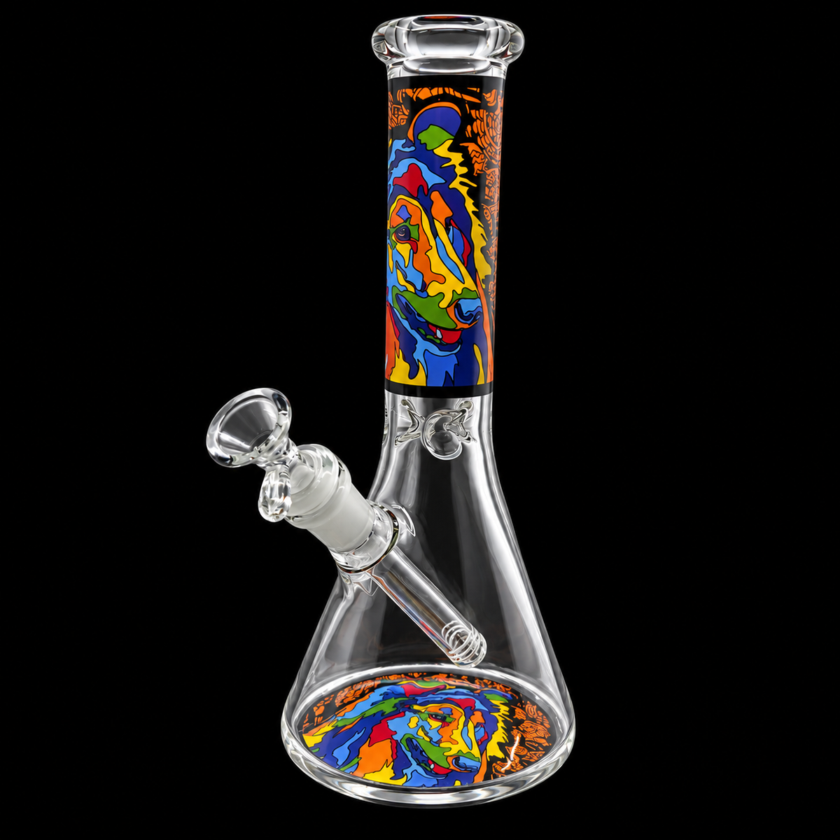 Colorful Pop Art Dog Beaker Glass Bong