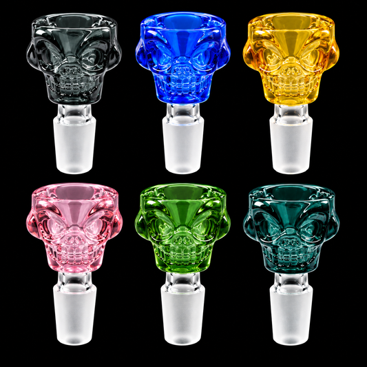 14M Skull Head Color Glass Bowl - 12 Count Per Display