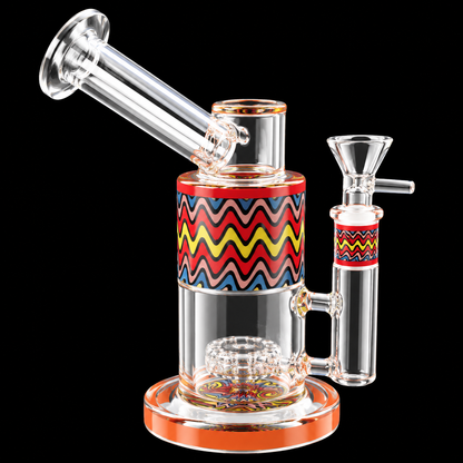 Rainbow Wave Glass Dab Rig with Angled Mouthpiece Wholesale RK Quality Glass