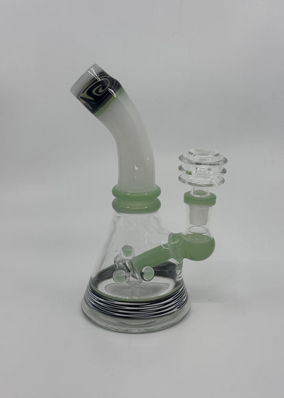 7" shower head bent neck color tube dab rig - RK Quality Glass