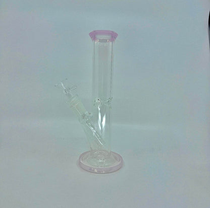 Crystal clear 9 inch Straight Water Bong With Color Mouth And Base - WP238 - RK Quality Glass