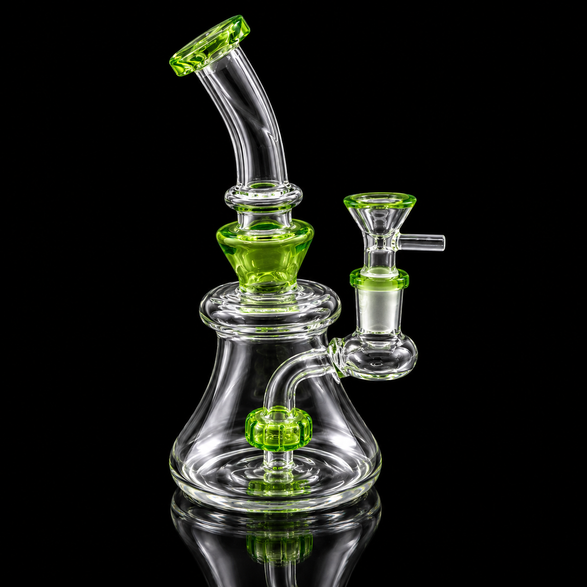 Bent Neck Bell Base Glass Dab Rig with Showerhead Percolator Wholesale RK Quality Glass