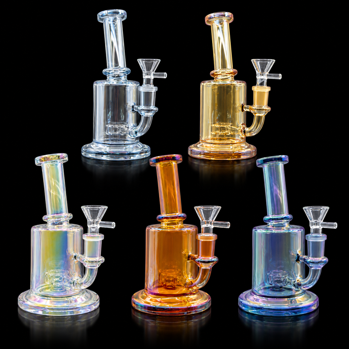 Iridescent Glass Dab Rig with Showerhead Percolator
