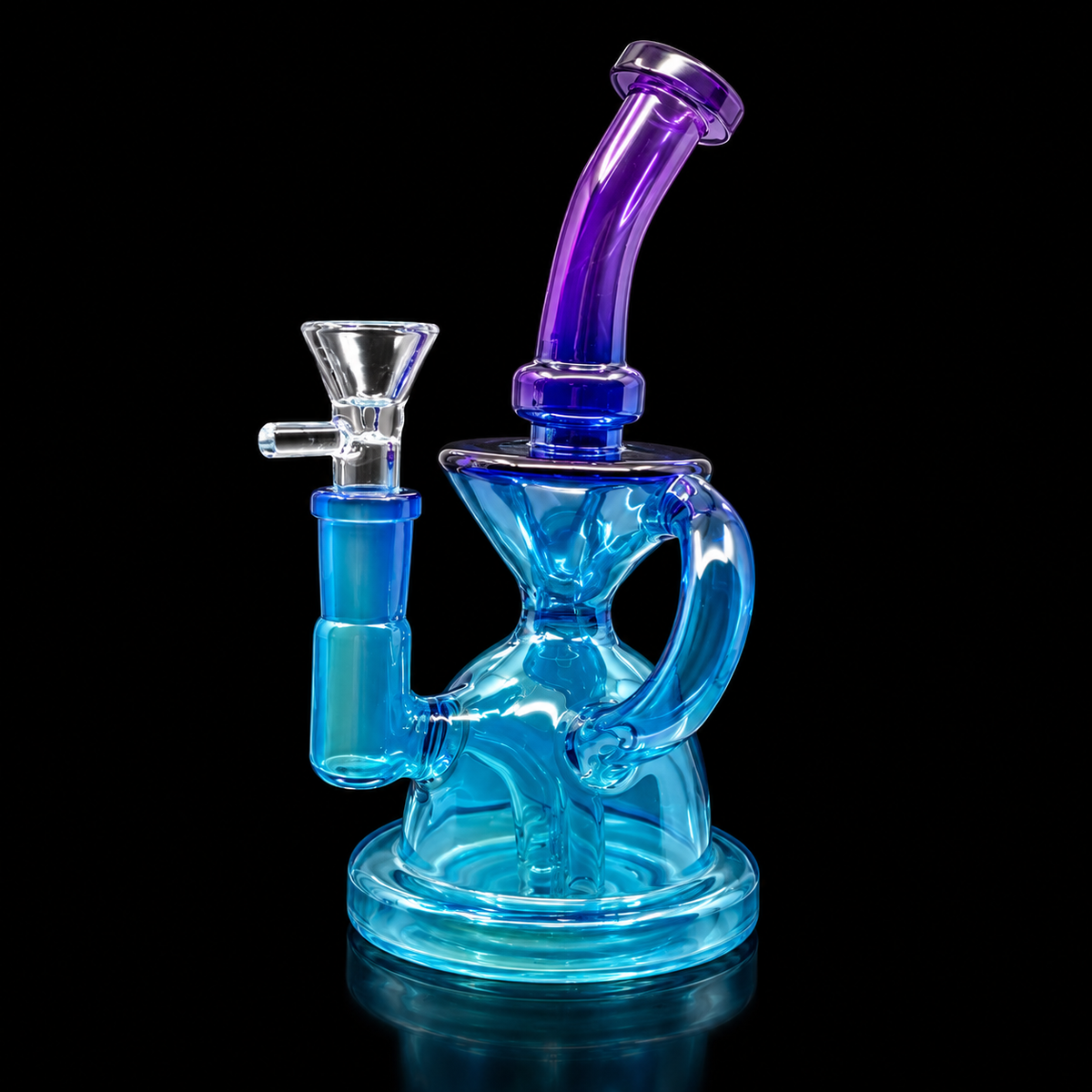 Iridescent Hourglass Recycler Dab Rig Wholesale RK Quality Glass