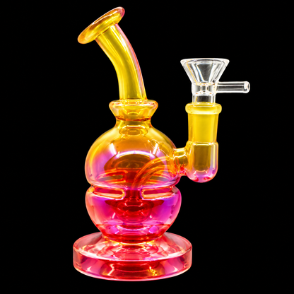Bent Neck Iridescent Double Bubble Glass Dab Rig Wholesale RK Quality Glass