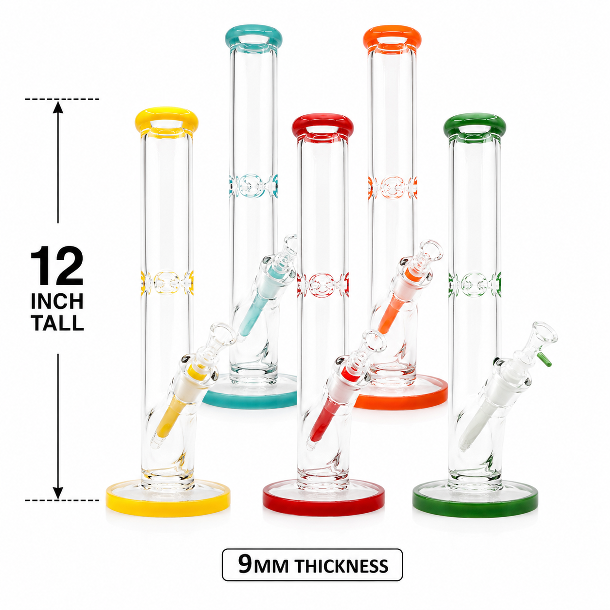 12 INCH 9MM AMERICAN COLOR MOUTH STRAIGHT WATER BONG