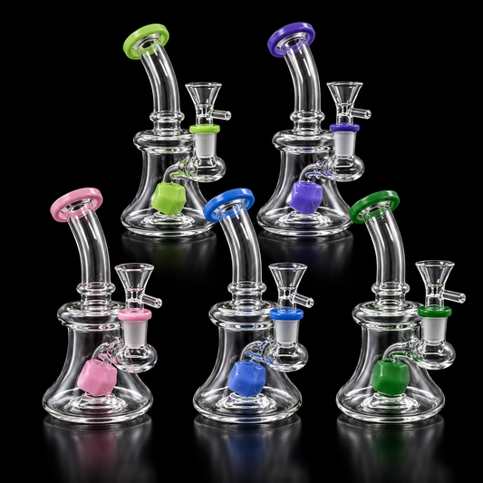 Cube Perc Bent Neck Glass Dab Rig Wholesale RK Quality Glass