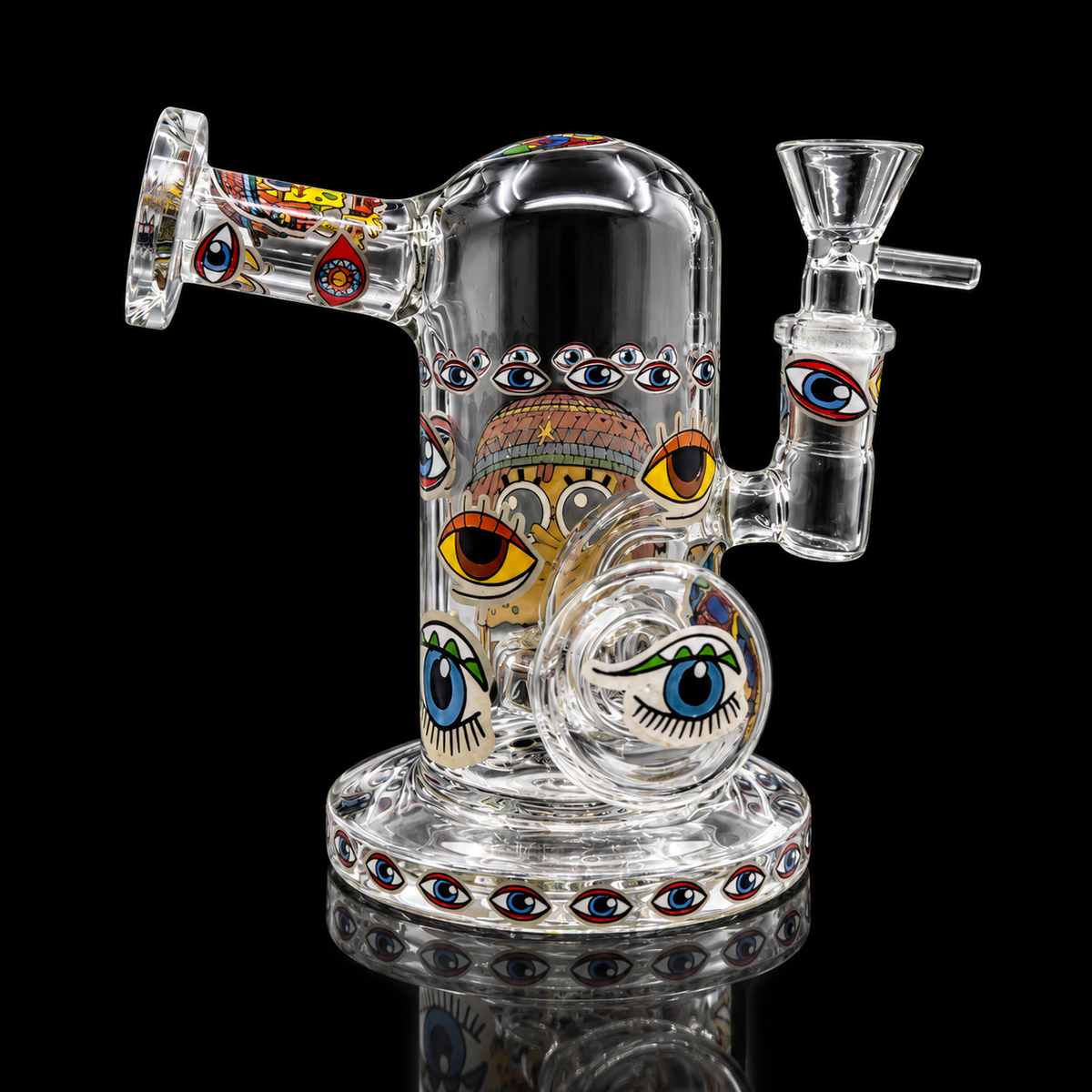 Psychedelic Eye Glass Dab Rig with Side Mouthpiece Wholesale RK Quality Glass