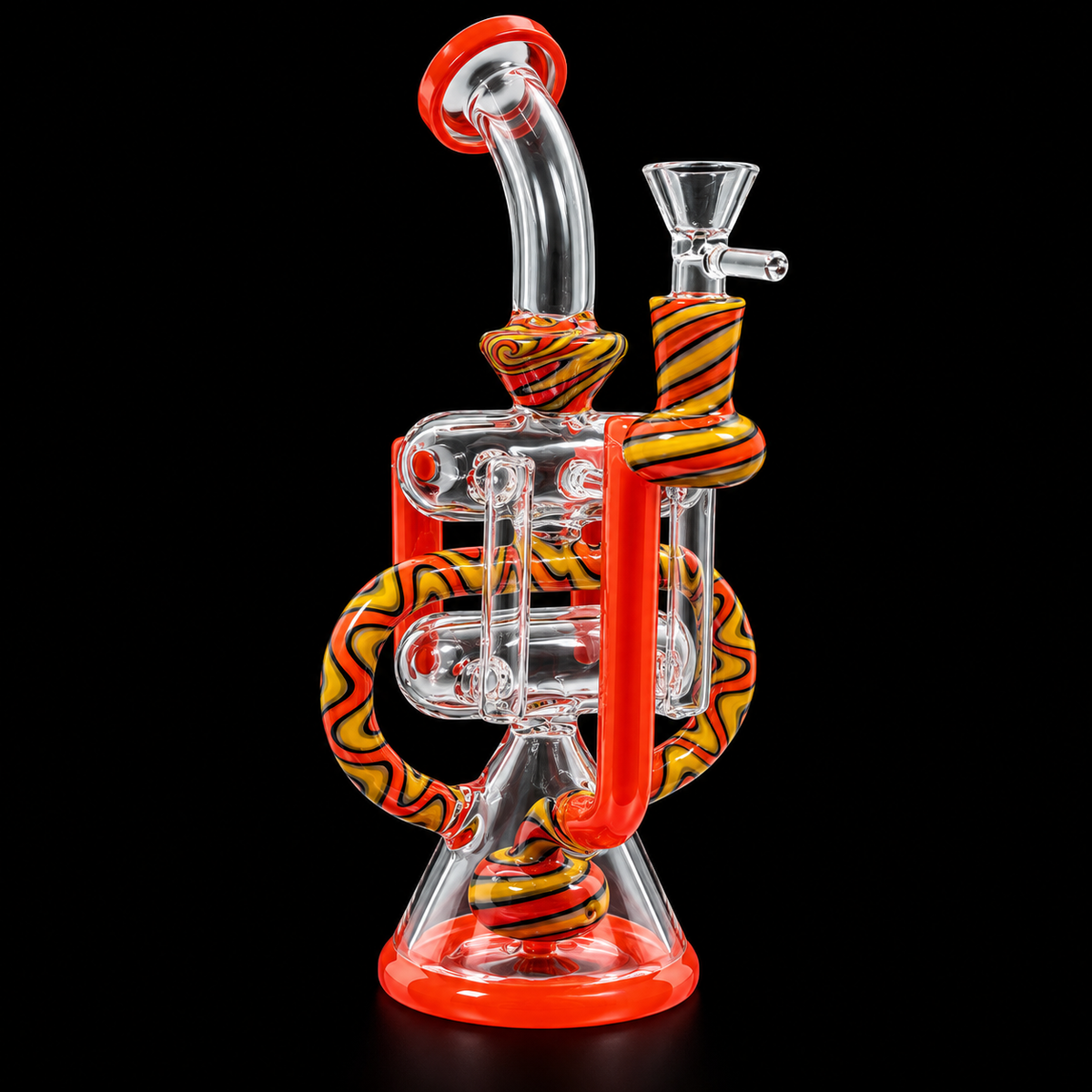 Swirl Recycler Bent Neck Glass Dab Rig Wholesale RK Quality Glass