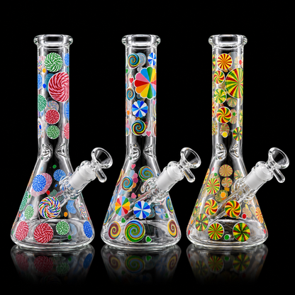 10 - Inch Colorful Candy Swirl Beaker Glass Bong