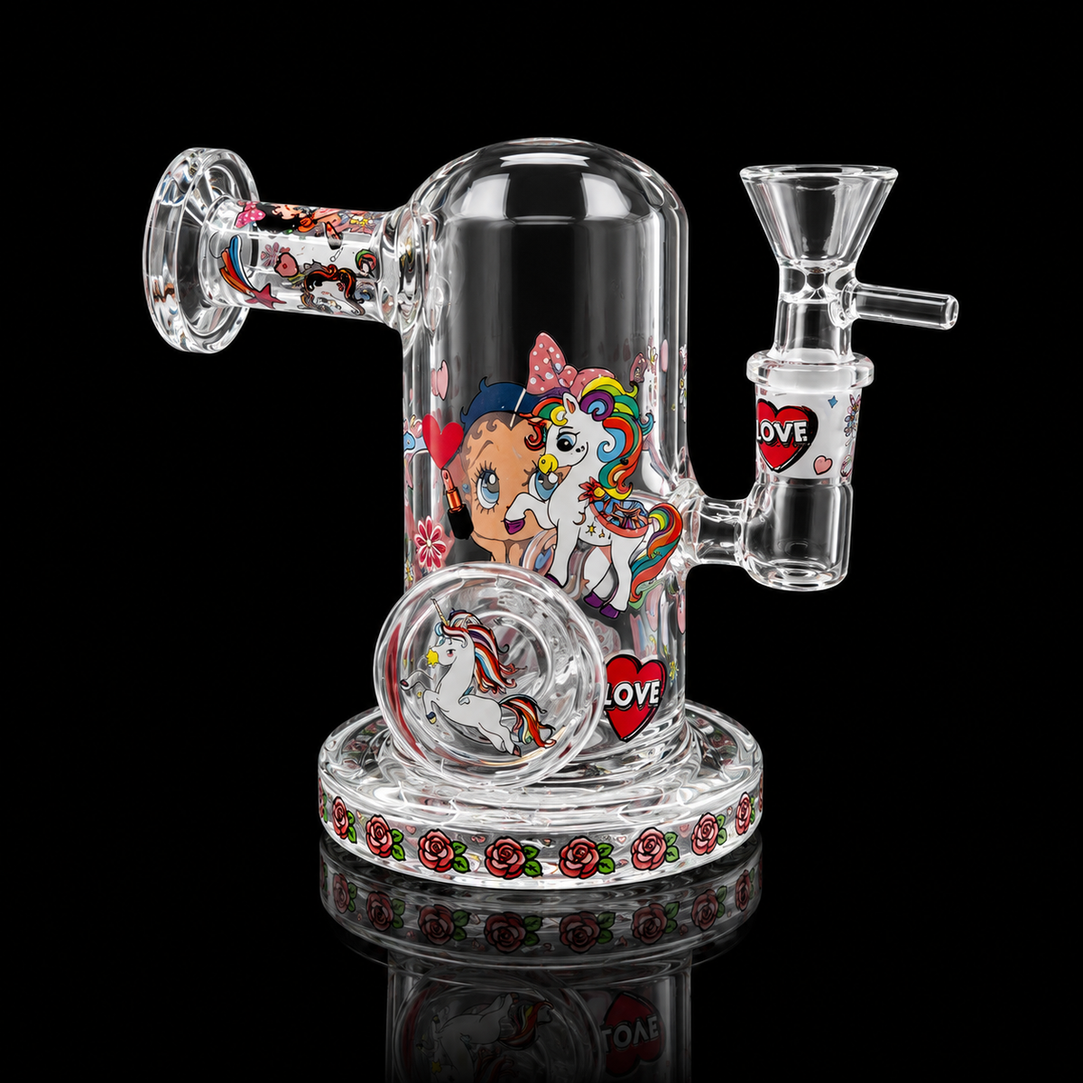 Retro Pop Art Glass Dab Rig with Side Mouthpiece Wholesale RK Quality Glass