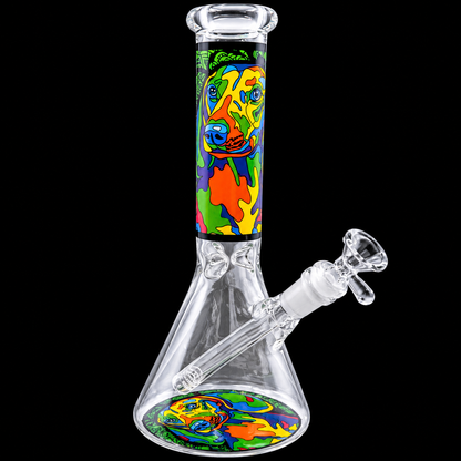 Colorful Pop Art Dog Beaker Glass Bong