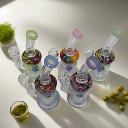 6” Cute Face Color Art Bent Dab Rig - WP275 - RK Quality Glass