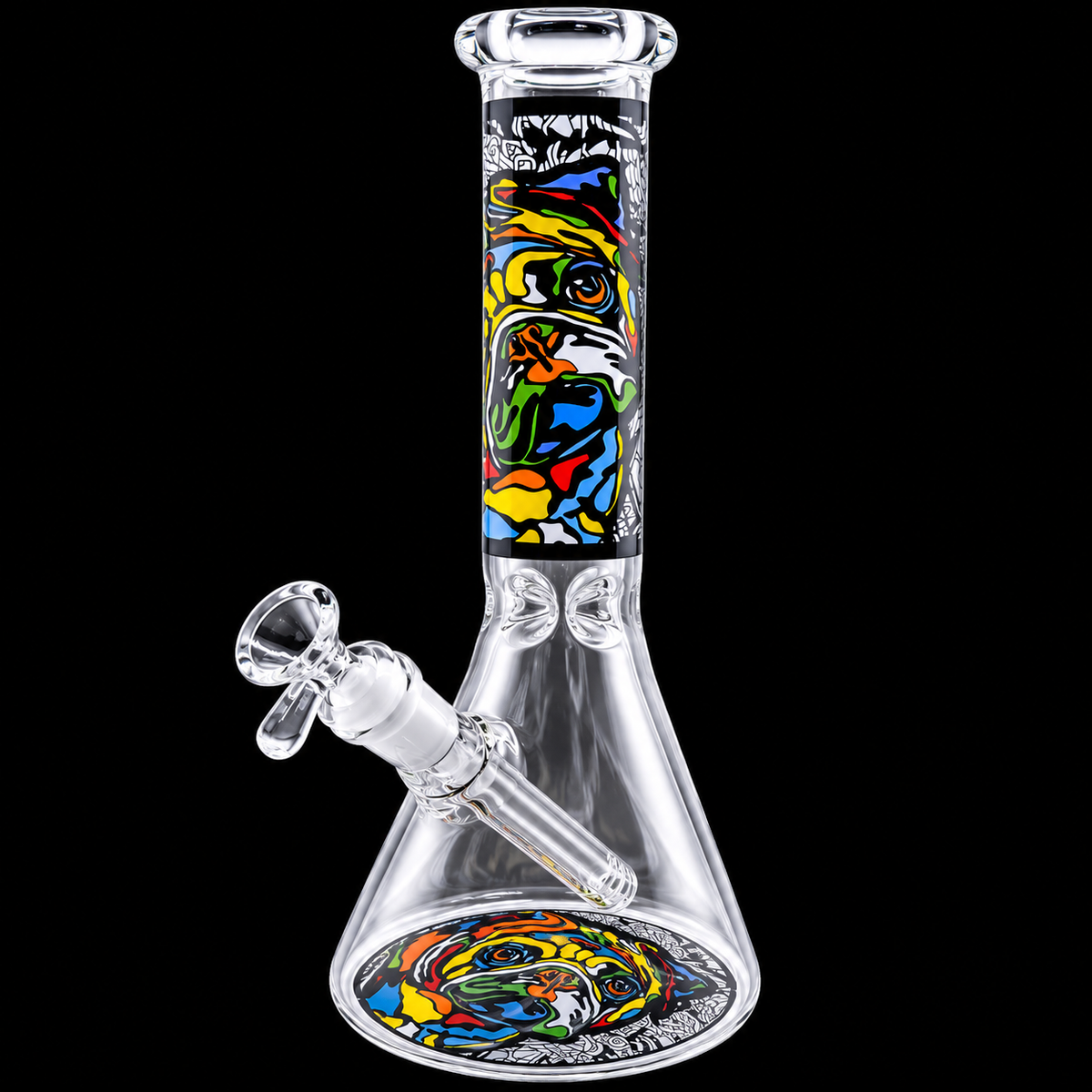 Colorful Pop Art Dog Beaker Glass Bong